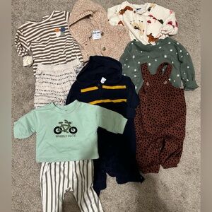 Kids baby boy 0-3 mos 9 piece whimsical patterned multicolor winter bundle